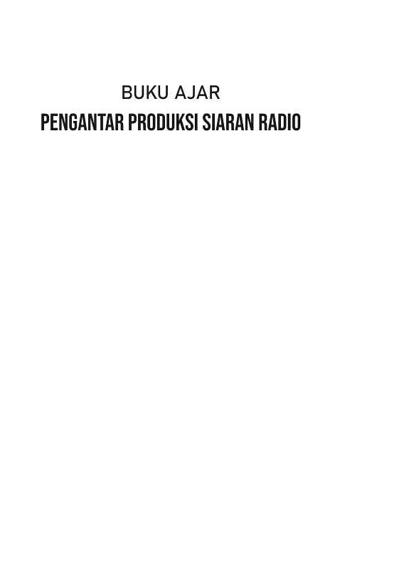 Sampul Buku Ajar Pengantar Produksi Siaran Radio
